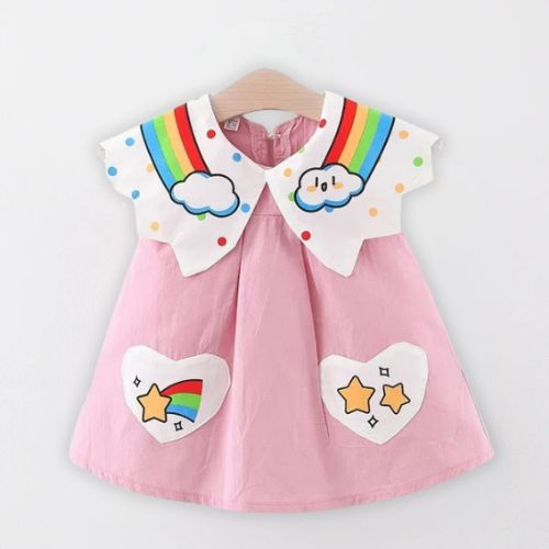 Charming Rainbow Cloud Sleeveless Dress for Girls