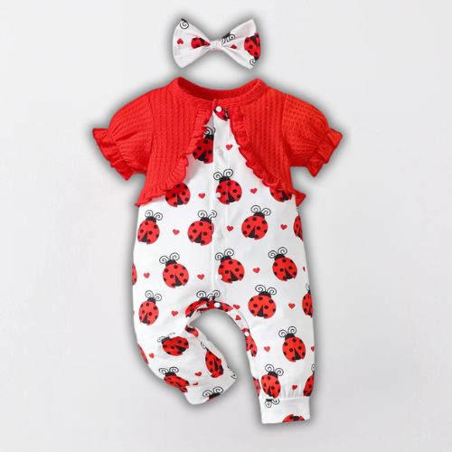 Adorable Summer Beetle Romper for Baby Girls