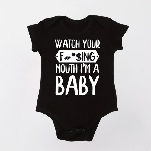 Adorable Cotton Bodysuit For Newborn - Watch Your Mouth