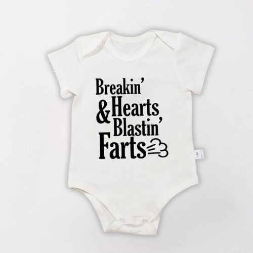 Adorable Cotton Bodysuit For Newborn - Breakin' Hearts & Farts