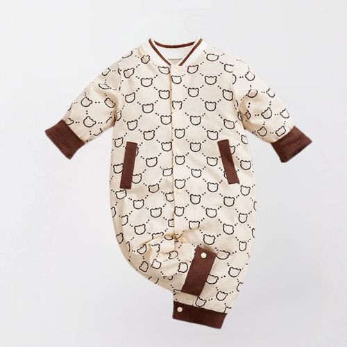 Adorable Bear Print Cotton Baby Romper 0-18m