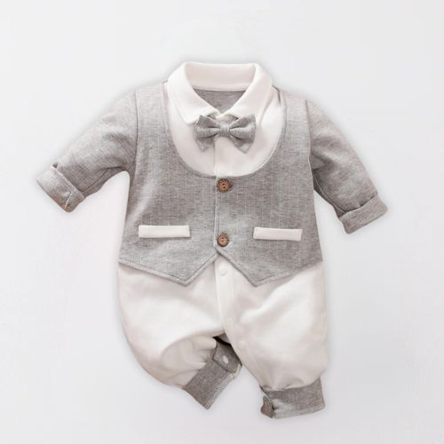 Charming Long Sleeve Baby Gentleman Suit Romper