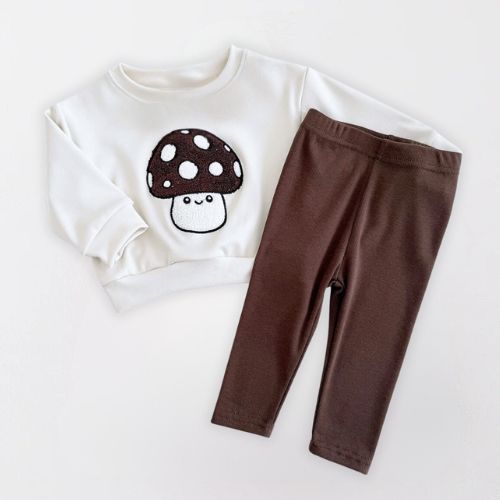 Adorable Autumn Baby Mushroom Embroidery Outfit