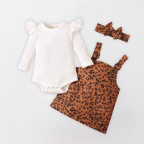 Chic Autumn Baby Girl 3-Piece Clothing Set - Brown