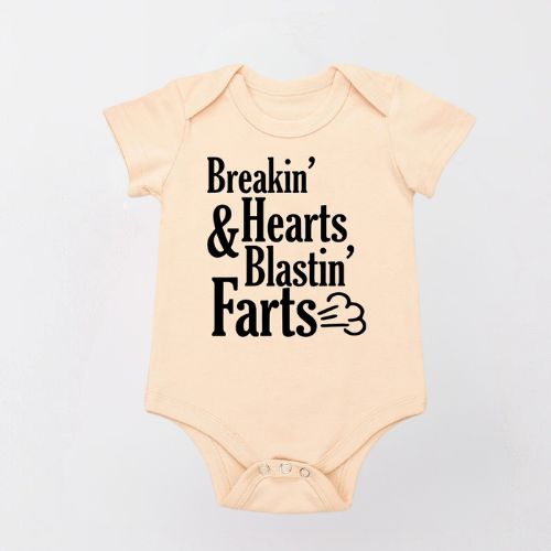 Adorable Cotton Bodysuit For Newborn - Breakin' Hearts & Farts