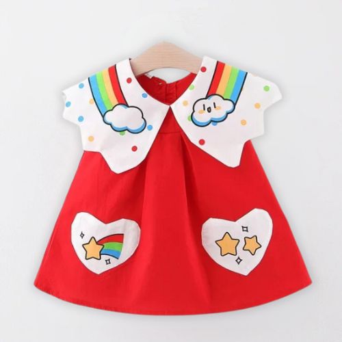 Charming Rainbow Cloud Sleeveless Dress for Girls