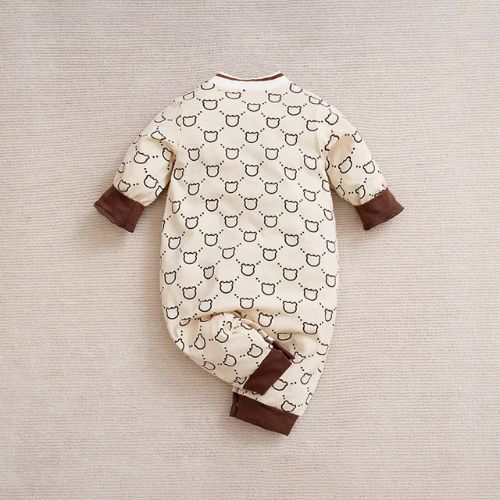 Adorable Bear Print Cotton Baby Romper 0-18m