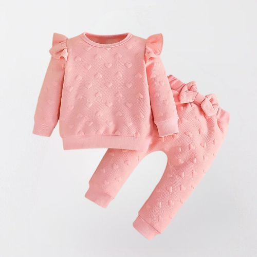 Adorable Heart-Patterned Baby Outfit Set