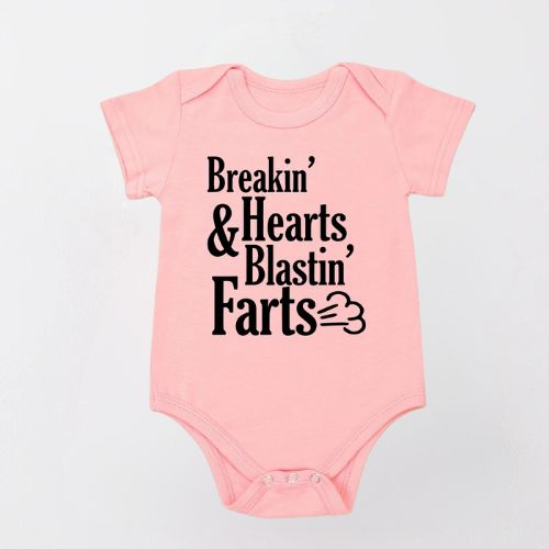 Adorable Cotton Bodysuit For Newborn - Breakin' Hearts & Farts