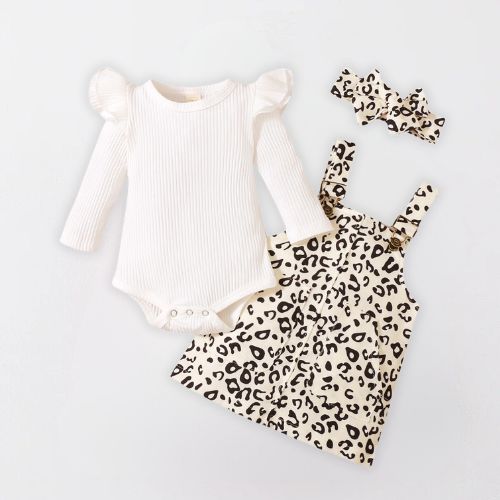 Chic Autumn Baby Girl 3-Piece Clothing Set - Beige