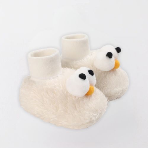 Cozy Cartoon Baby Booties - Soft, Warm, Anti-Slip Shoes - White