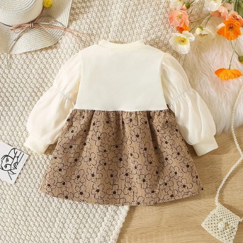 Charming Long Sleeve Bunny Baby Dress with Lace Flowers