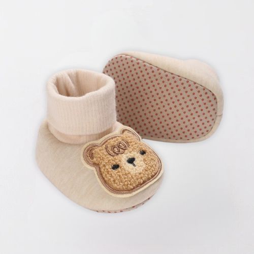 Cozy Bear Winter Baby Booties - Anti-Slip First Walkers - Beige