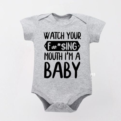 Adorable Cotton Bodysuit For Newborn - Watch Your Mouth