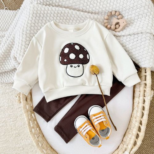 Adorable Autumn Baby Mushroom Embroidery Outfit