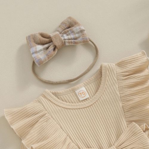 Adorable Ruffle Plaid Baby Dress With Headband