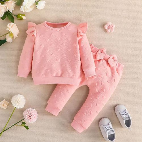 Adorable Heart-Patterned Baby Outfit Set