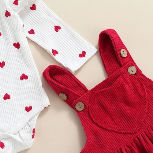 Adorable Heart Pattern Baby Girl Romper & Skirt Set