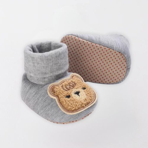 Cozy Bear Winter Baby Booties - Anti-Slip First Walkers - Gray