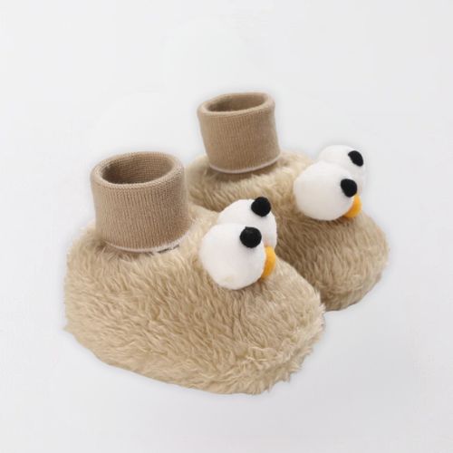 Cozy Cartoon Baby Booties - Soft, Warm, Anti-Slip Shoes - Beige