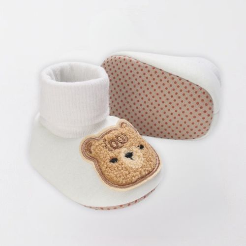 Cozy Bear Winter Baby Booties - Anti-Slip First Walkers - White