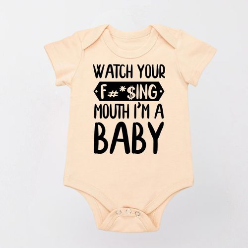 Adorable Cotton Bodysuit For Newborn - Watch Your Mouth