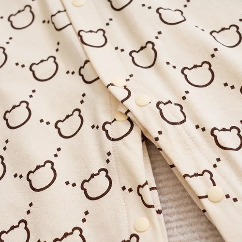 Adorable Bear Print Cotton Baby Romper 0-18m