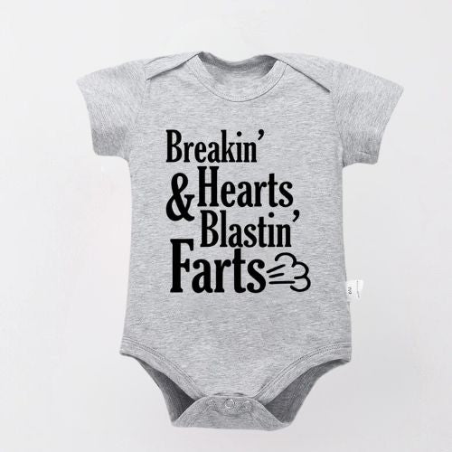 Adorable Cotton Bodysuit For Newborn - Breakin' Hearts & Farts