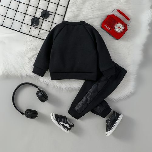 Stylish Baby Boys Black Winter Sweatshirt & Trousers Set