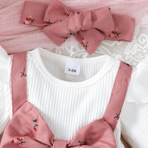 Charming Baby Girl Dress Set with Bow & Headband