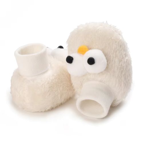 Cozy Cartoon Baby Booties - Soft, Warm, Anti-Slip Shoes - White