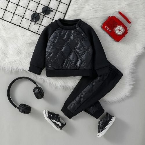 Stylish Baby Boys Black Winter Sweatshirt & Trousers Set