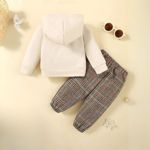 Cozy Bear Hoodie & Plaid Pants Set for Toddlers