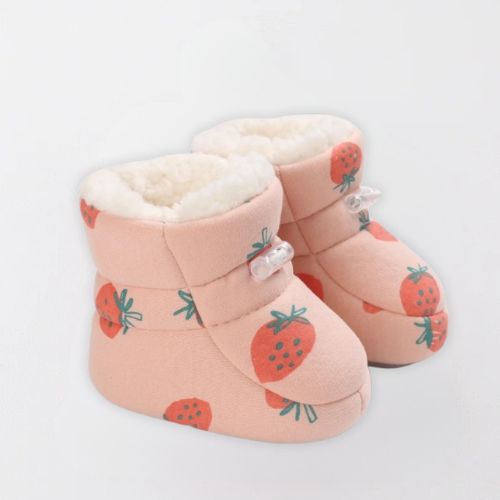 Adorable Winter Cartoon Baby Boots - Soft, Warm, Anti-Slip - Strawberry