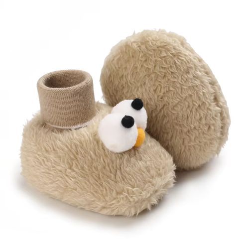 Cozy Cartoon Baby Booties - Soft, Warm, Anti-Slip Shoes - Beige