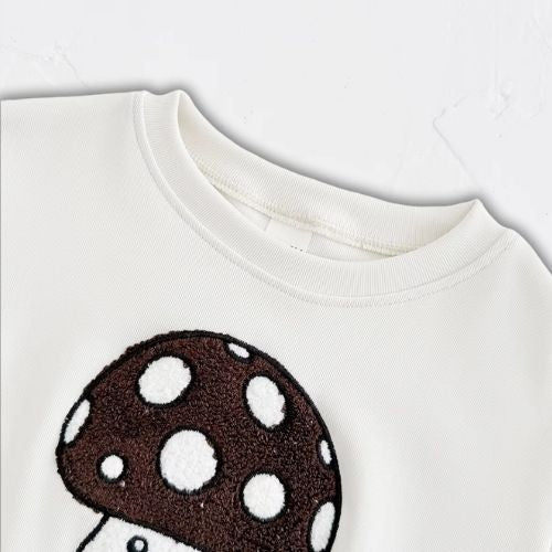 Adorable Autumn Baby Mushroom Embroidery Outfit