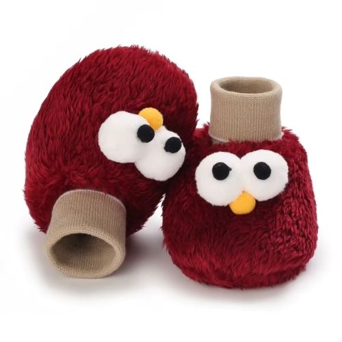 Cozy Cartoon Baby Booties - Soft, Warm, Anti-Slip Shoes - Red