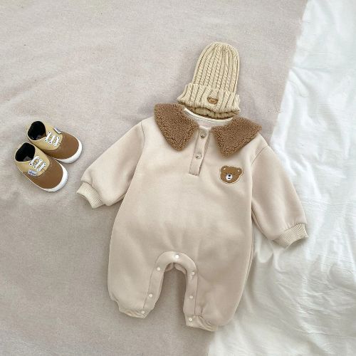 Snuggly Bear Baby Romper - Unisex Cotton Delight