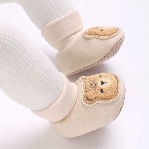 Cozy Bear Winter Baby Booties - Anti-Slip First Walkers - Beige