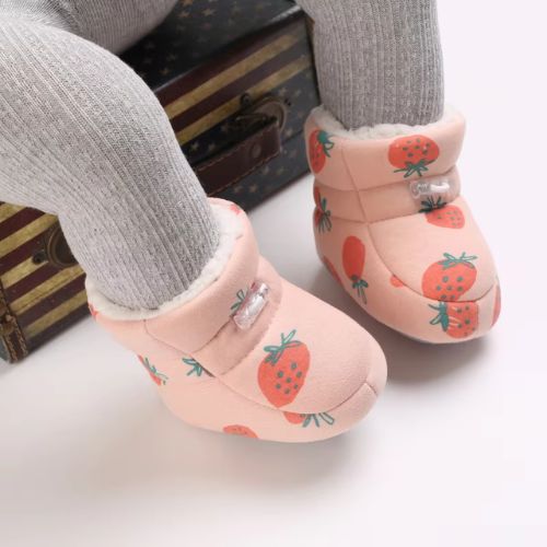 Adorable Winter Cartoon Baby Boots - Soft, Warm, Anti-Slip - Strawberry