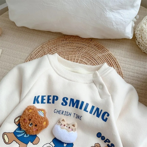 Cozy Cartoon Bear Baby Winter Romper - Extra Warm