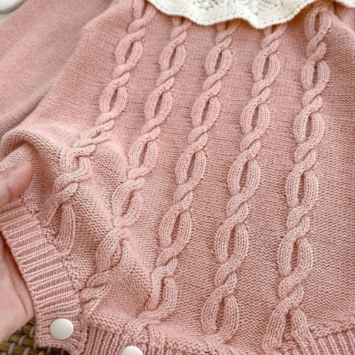 Cozy Knit Lotus Leaf Collar Baby Bodysuit