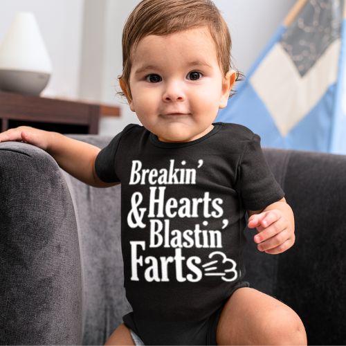 Adorable Cotton Bodysuit For Newborn - Breakin' Hearts & Farts